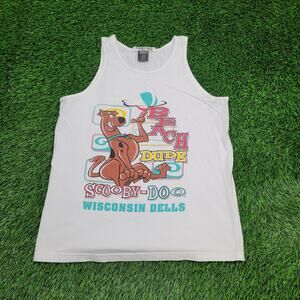 Vintage 90s Scooby-Doo Cartoon Tank-Top M/L 21x28 White Wisconsin